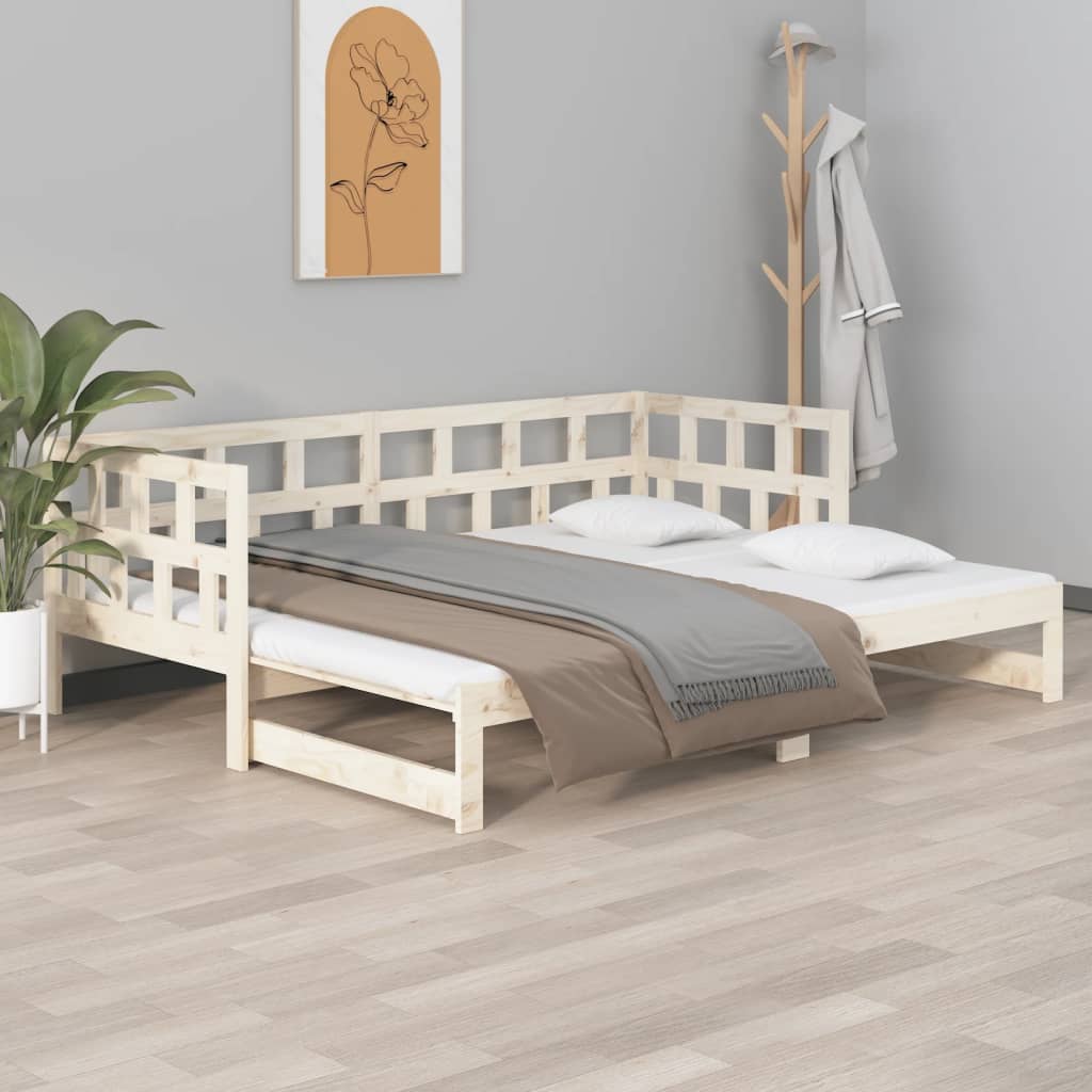 vidaXL Καναπές Κρεβάτι Συρόμενος 2x(80x200) εκ. από Μασίφ Ξύλο Πεύκου