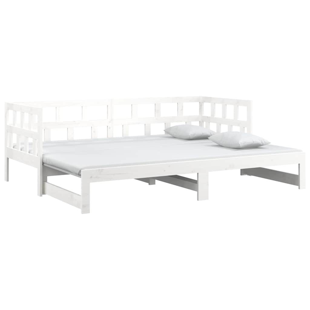 vidaXL Καναπές Κρεβάτι Συρόμενος Λευκός 2x(90x190) εκ. από Μασίφ Πεύκο