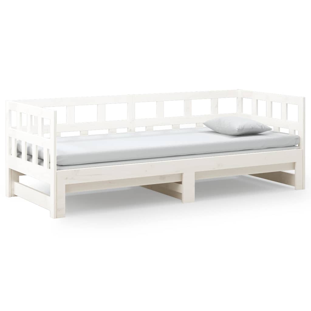 vidaXL Καναπές Κρεβάτι Συρόμενος Λευκός 2x(90x190) εκ. από Μασίφ Πεύκο