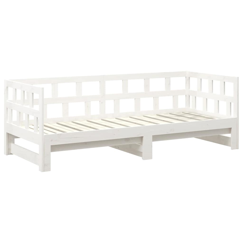 vidaXL Καναπές Κρεβάτι Συρόμενος Λευκός 2x(90x190) εκ. από Μασίφ Πεύκο