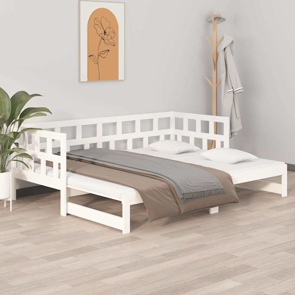 vidaXL Καναπές Κρεβάτι Συρόμενος Λευκός 2x(90x190) εκ. από Μασίφ Πεύκο