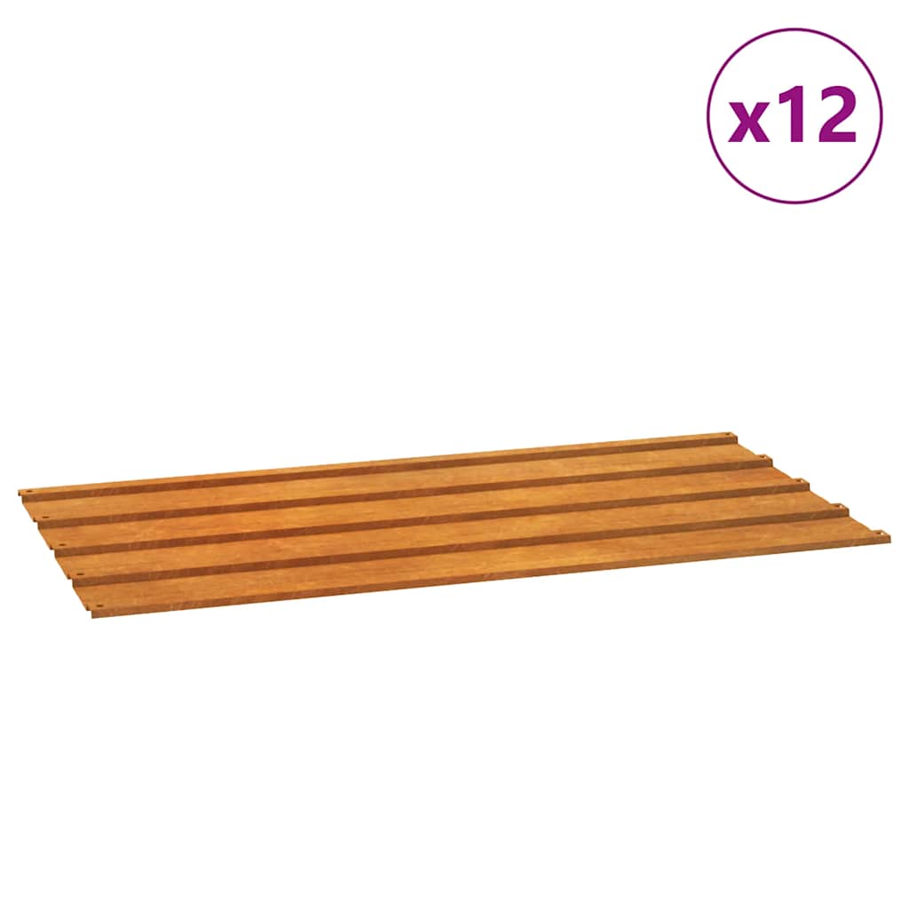 vidaXL Πάνελ Οροφής 12 τεμ. Σκουριασμ. 80x44εκ Ατσάλι Σκληρ. στον Αέρα