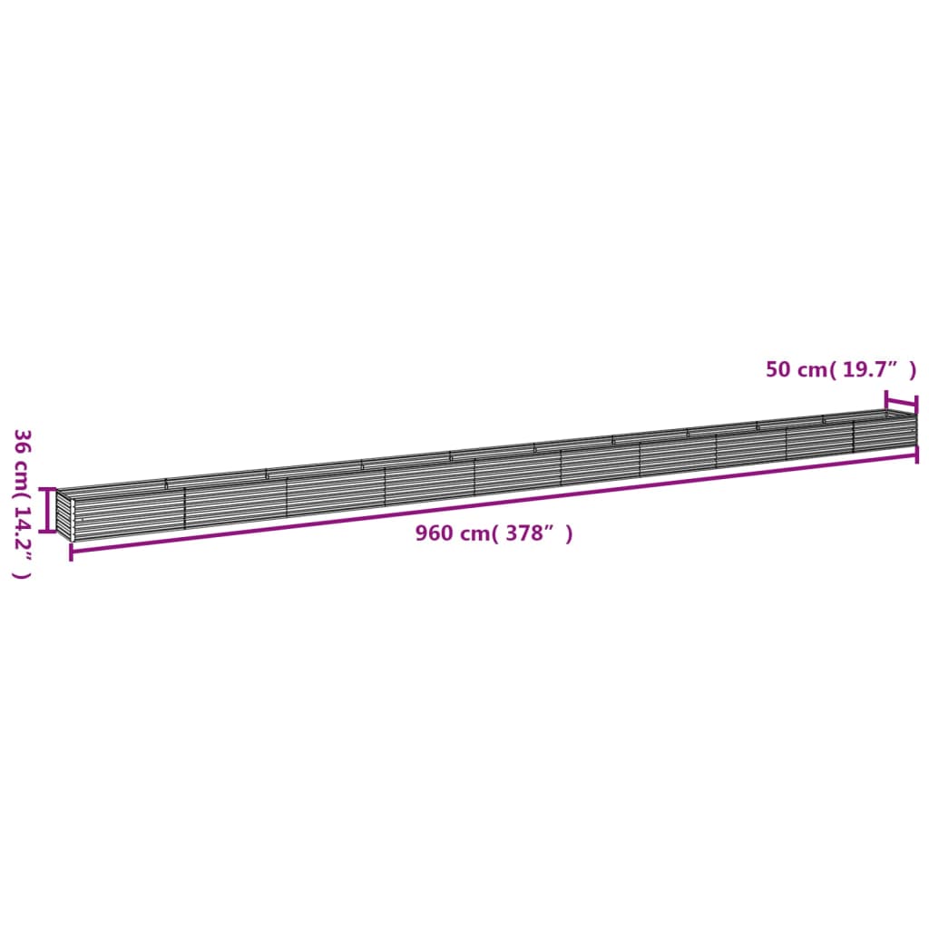 vidaXL Ζαρντινιέρα 960 x 50 x 36 εκ. από Ατσάλι Σκληρυθέν στον Αέρα