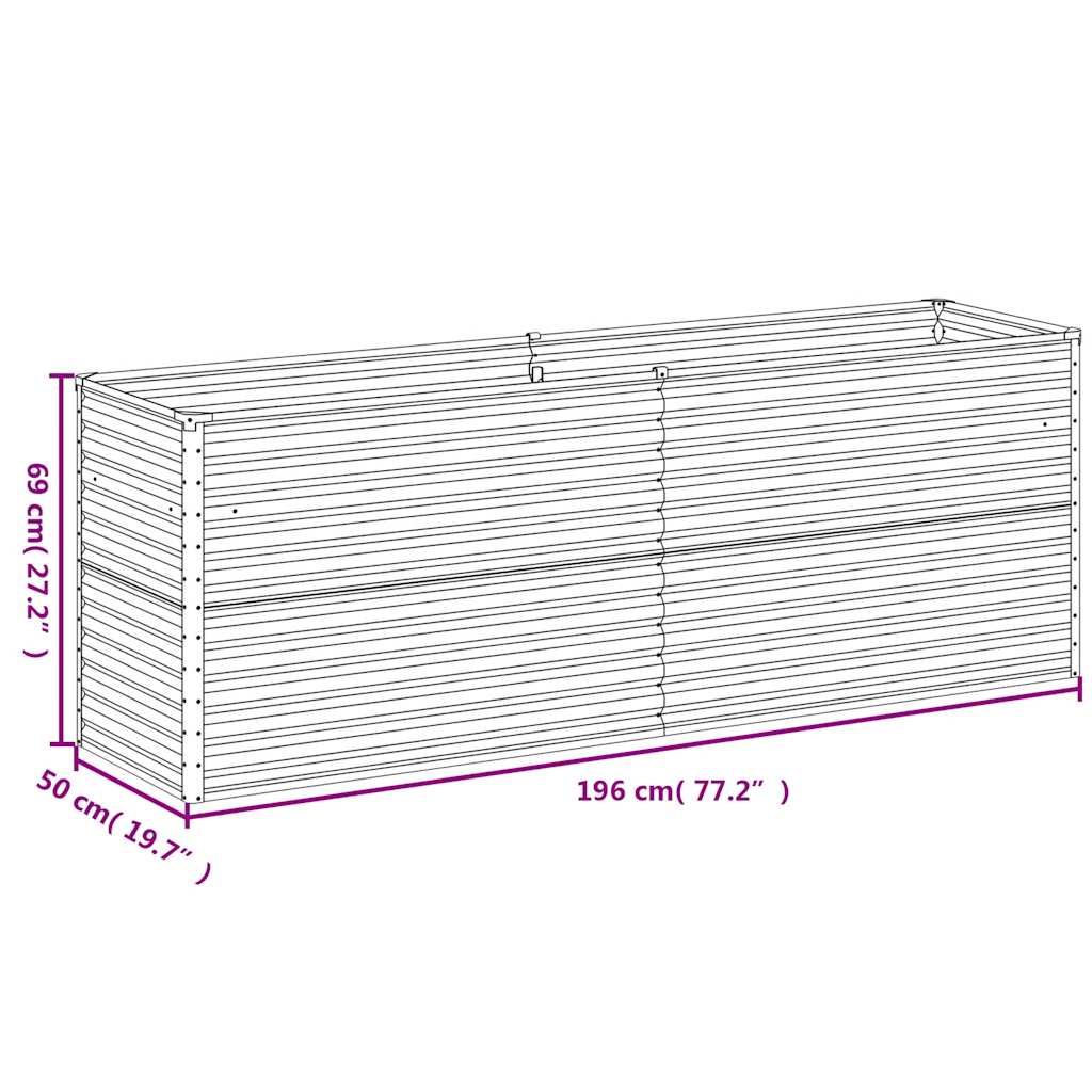 vidaXL Υπερυψωμένο Ζαρντινιέρα Κήπου 196 x 50 x 69 εκ. από Ατσάλι Corten