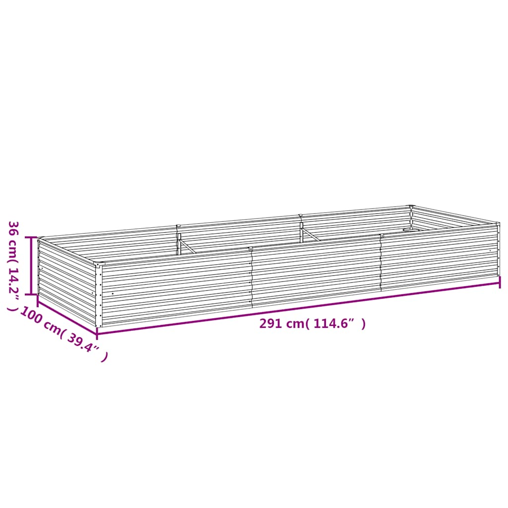vidaXL Ζαρντινιέρα 291 x 100 x 36 εκ. από Ατσάλι Σκληρυθέν στον Αέρα