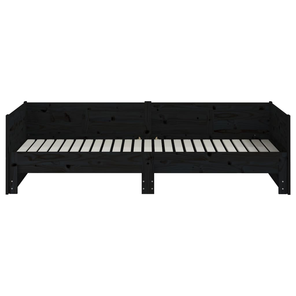 vidaXL Καναπές Κρεβάτι Συρόμενος Μαύρος 2x(90x190) εκ. Μασίφ Πεύκο