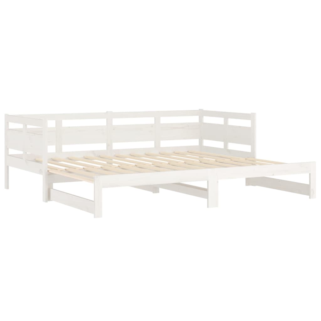 vidaXL Καναπές Κρεβάτι Συρόμενος Λευκός 2x(90x200) εκ. από Μασίφ Πεύκο