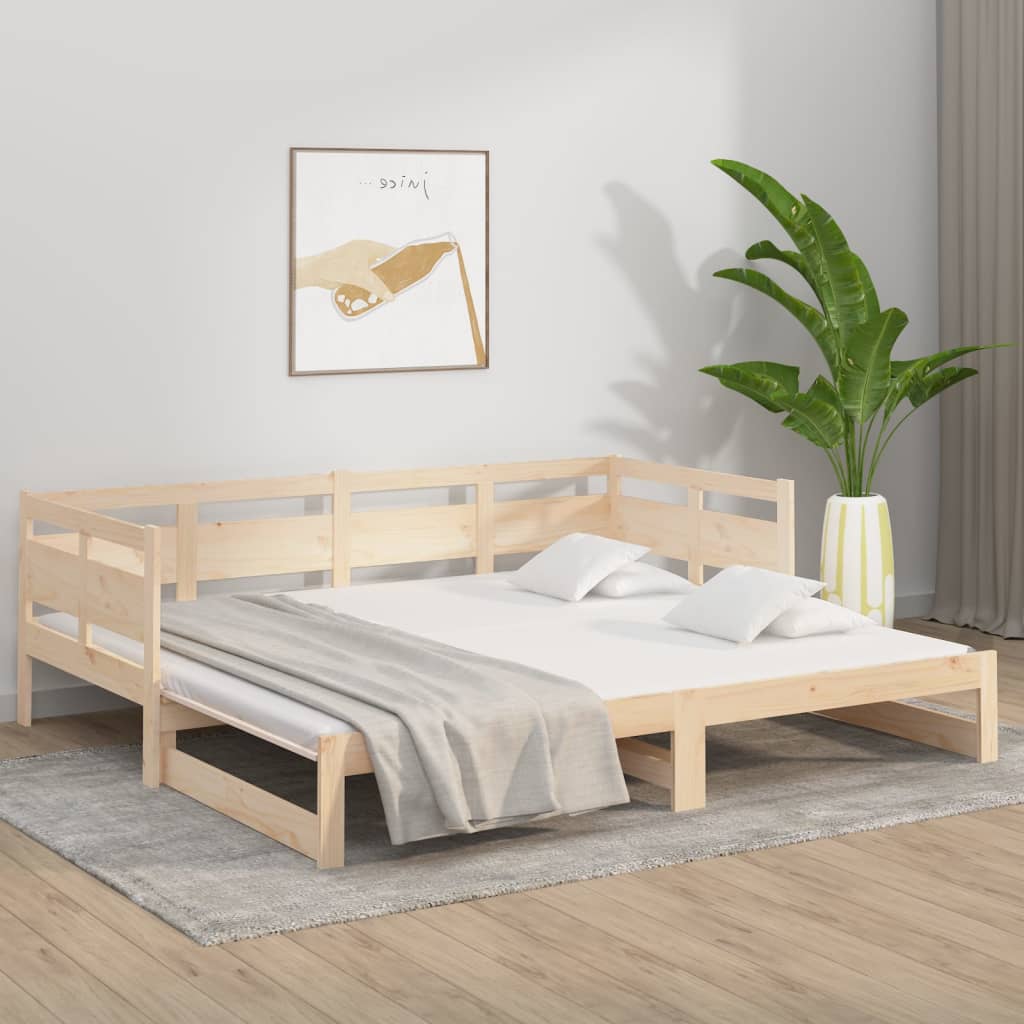 vidaXL Καναπές Κρεβάτι Συρόμενος 2x(80x200) εκ. από Μασίφ Ξύλο Πεύκου