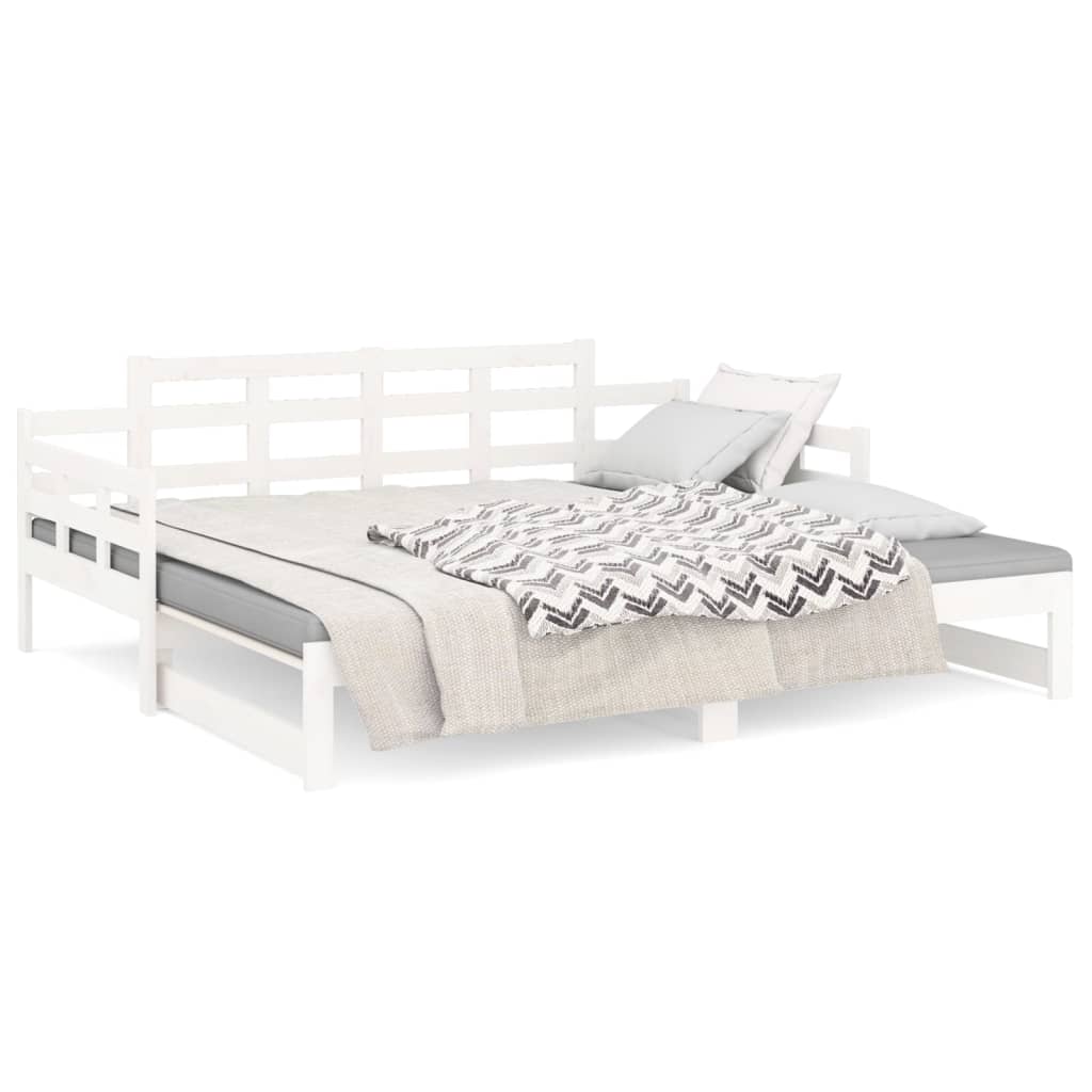 vidaXL Καναπές Κρεβάτι Συρόμενος Λευκός 2x(90x190) εκ. από Μασίφ Πεύκο