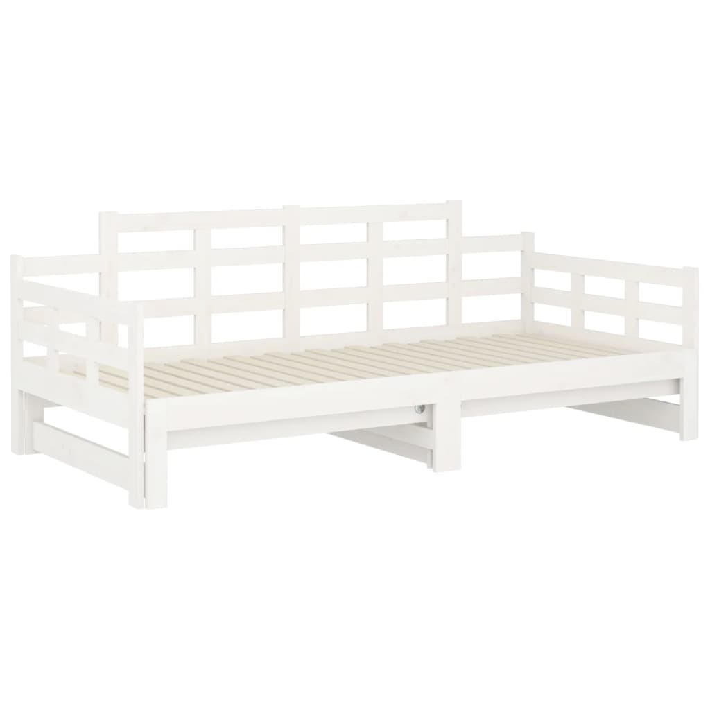 vidaXL Καναπές Κρεβάτι Συρόμενος Λευκός 2x(90x190) εκ. από Μασίφ Πεύκο