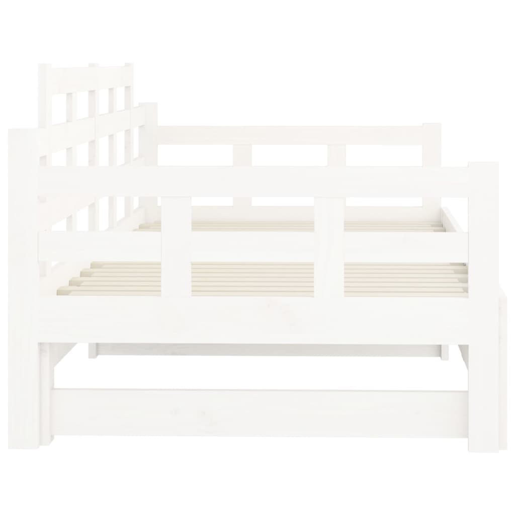vidaXL Καναπές Κρεβάτι Συρόμενος Λευκός 2x(90x190) εκ. από Μασίφ Πεύκο