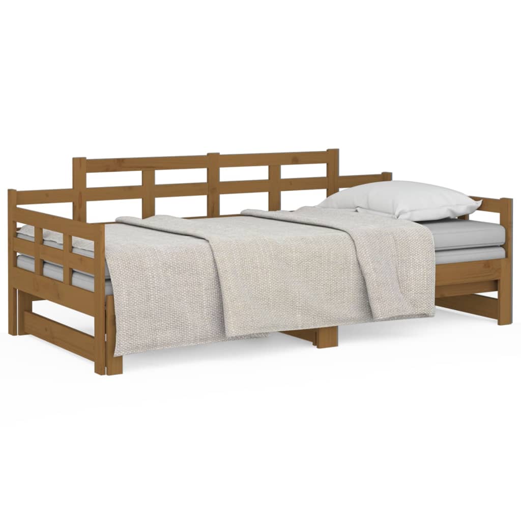 vidaXL Καναπές Κρεβάτι Συρόμενος Μελί 2x(90x190) εκ. από Μασίφ Πεύκο