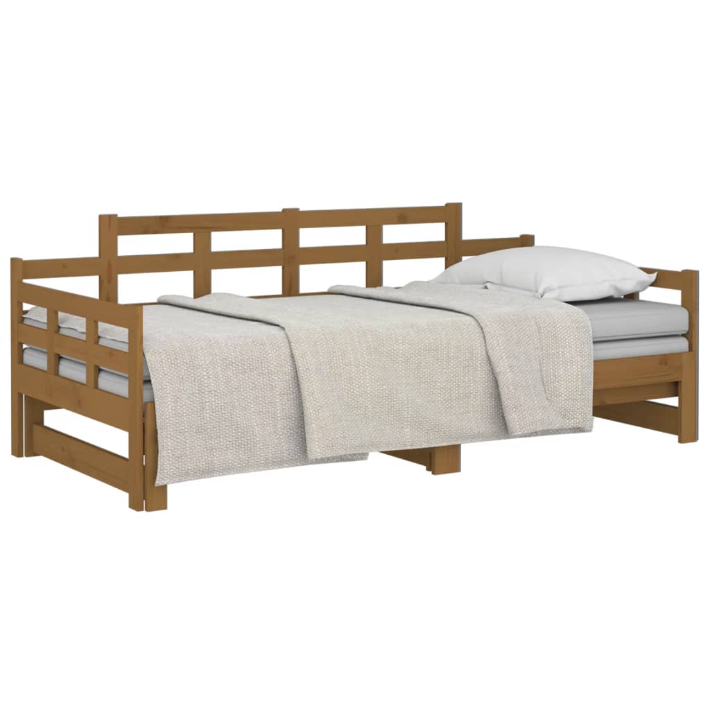 vidaXL Καναπές Κρεβάτι Συρόμενος Μελί 2x(90x190) εκ. από Μασίφ Πεύκο