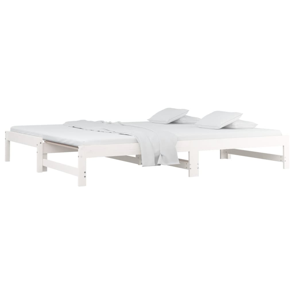 vidaXL Καναπές Κρεβάτι Συρόμενος Λευκός 2x(90x190) εκ. από Μασίφ Πεύκο