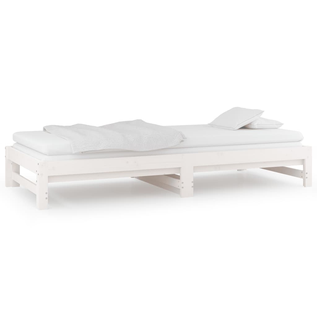 vidaXL Καναπές Κρεβάτι Συρόμενος Λευκός 2x(90x190) εκ. από Μασίφ Πεύκο
