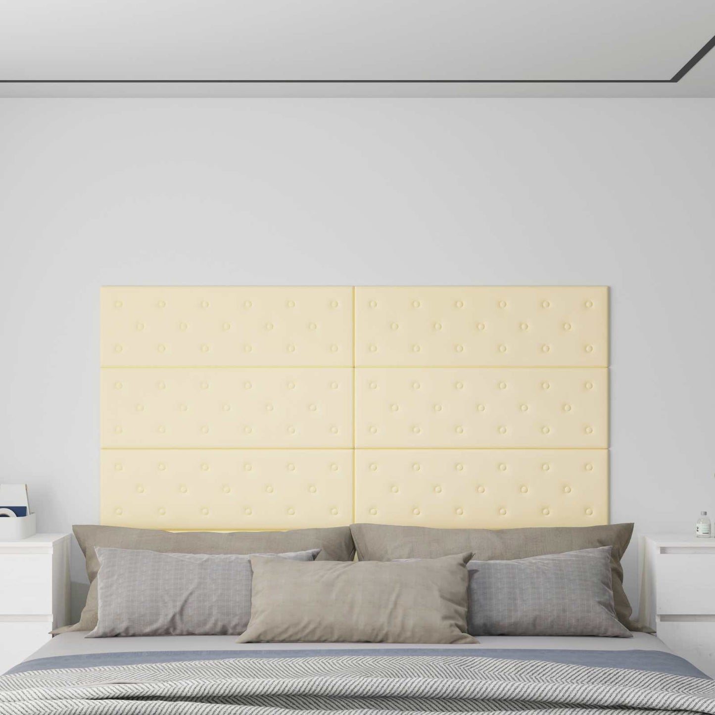 vidaXL Κεφαλάρι Τοίχου 12 pcs Κρεμ 90 x 30 cm Τεχνητό Δέρμα
