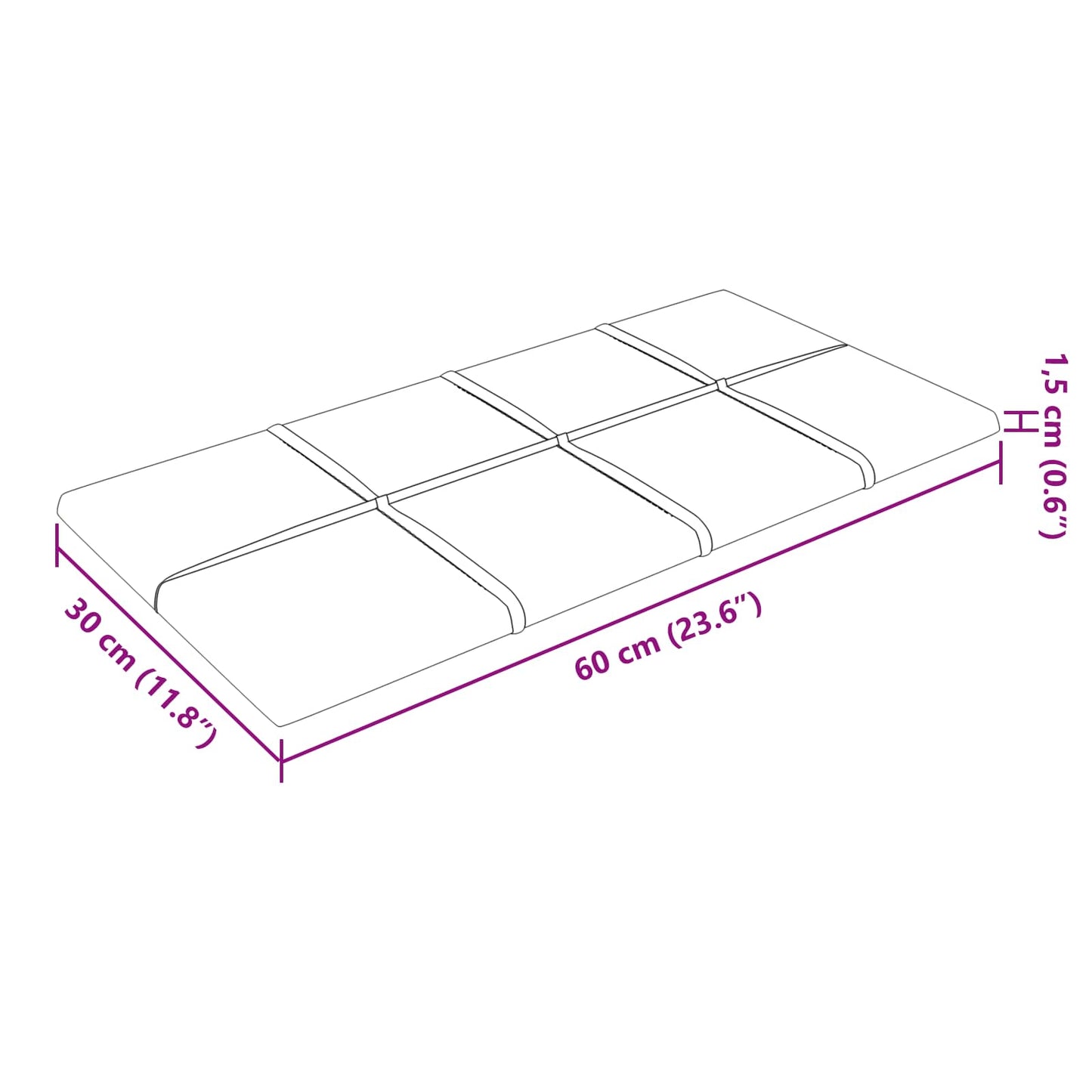 vidaXL Κεφαλάρι Τοίχου 12 pcs Κίτρινο 60 x 30 cm Βελούδο