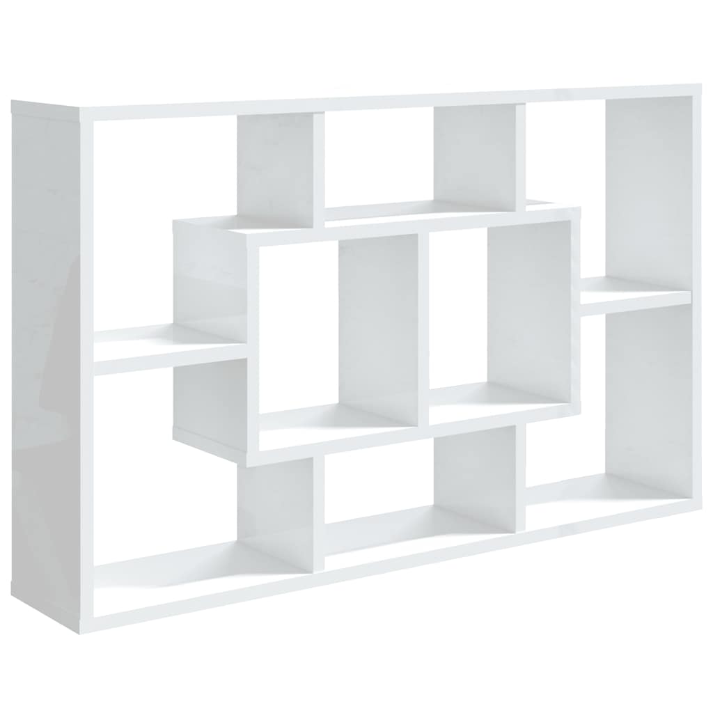 vidaXL Ραφιέρα Τοίχου Γυαλ. Λευκή 85x16x52,5 εκ. Επεξεργασμένο Ξύλο