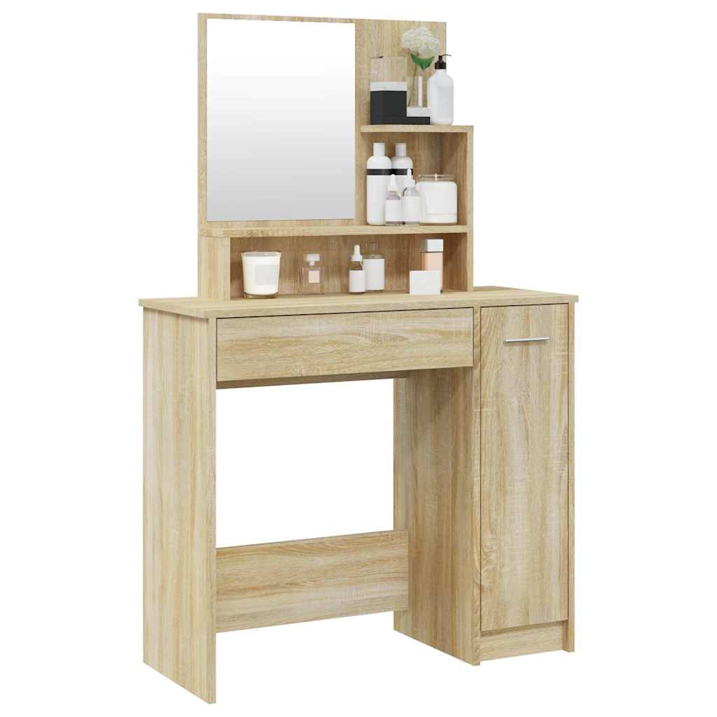 vidaXL Μπουντουάρ με Καθρέφτη Sonoma Δρυς 86,5x35x136 εκ.