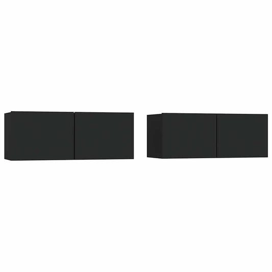 vidaXL Έπιπλα Τηλεόρασης 2 τεμ. Μαύρα 80x30x30 εκ. Επεξεργασμένο Ξύλο