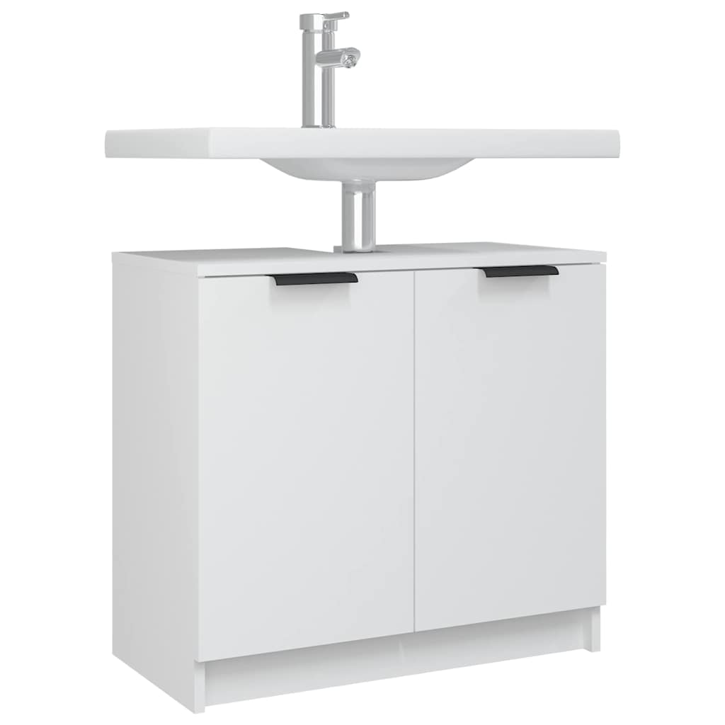 vidaXL Ντουλάπι Μπάνιου Λευκό 64,5 x 33,5 x 59 εκ. Επεξεργασμένο Ξύλο