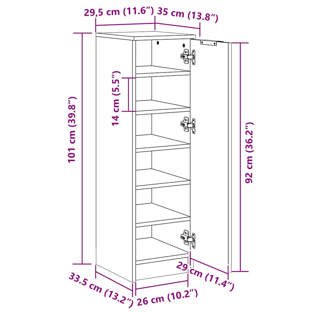 vidaXL Παπουτσοθήκη Λευκή 30x35x100 εκ. από Επεξεργασμένο Ξύλο