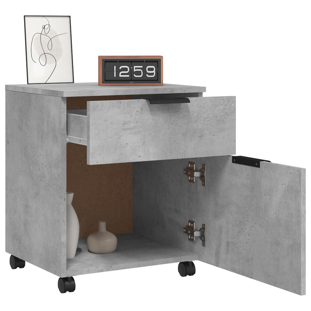 vidaXL Αρχειοθήκη Φορητή Γκρι Σκυρ. 45x38x54 εκ. Επεξ. Ξύλο με Ρόδες