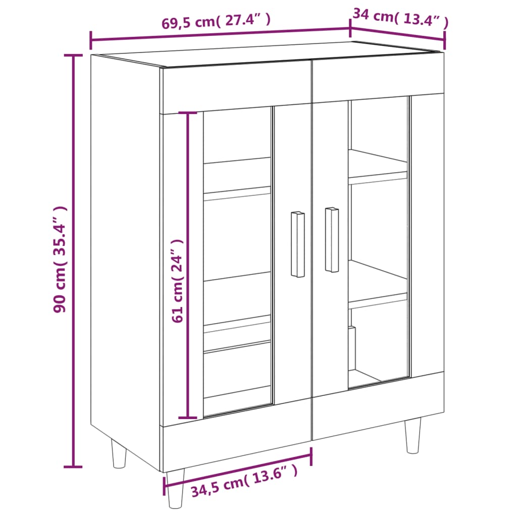 vidaXL Ντουλάπι Sonoma Δρυς 69,5 x 34 x 90 εκ. από Επεξεργασμένο Ξύλο