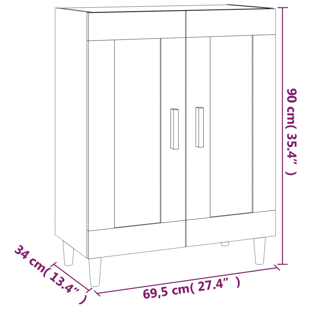 vidaXL Ντουλάπι Λευκό 69,5 x 34 x 90 εκ. από Επεξεργασμένο Ξύλο