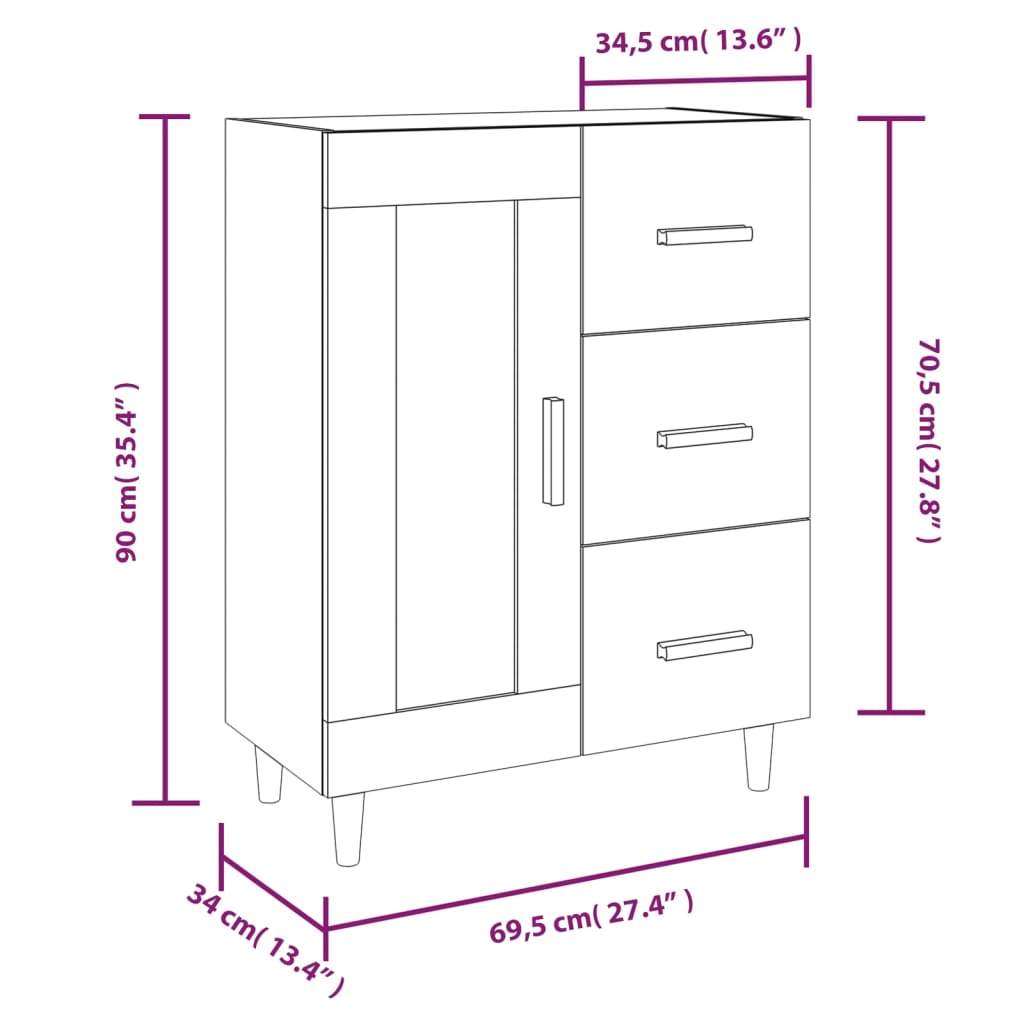vidaXL Ντουλάπι Sonoma Δρυς 69,5 x 34 x 90 εκ. από Επεξεργασμένο Ξύλο