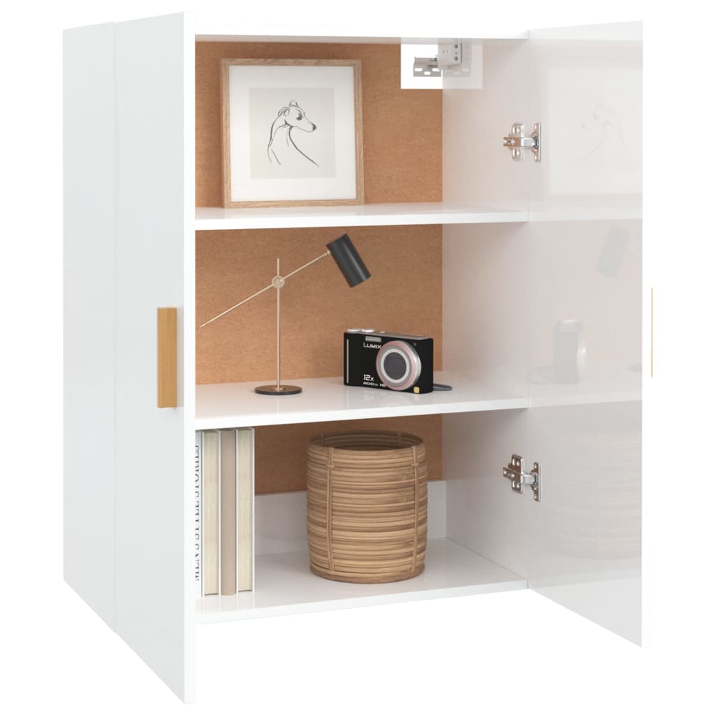 vidaXL Ντουλάπι Τοίχου Κρεμαστό Γυαλιστερό Λευκό 69,5x34x90 εκ.