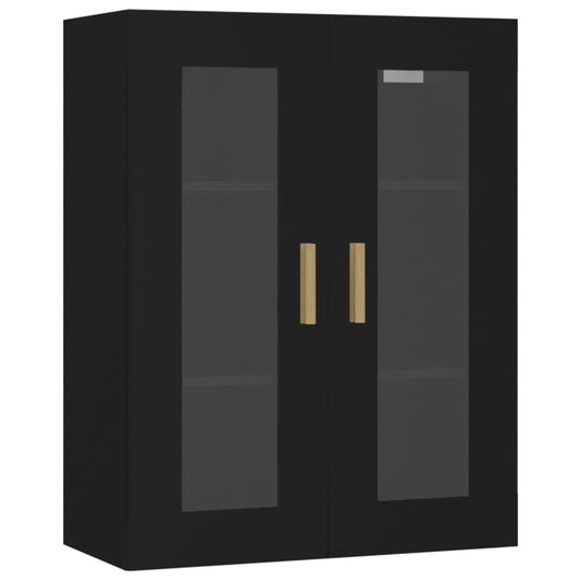 vidaXL Ντουλάπι Τοίχου Κρεμαστό Μαύρο 69,5 x 34 x 90 εκ. Επεξ. Ξύλο