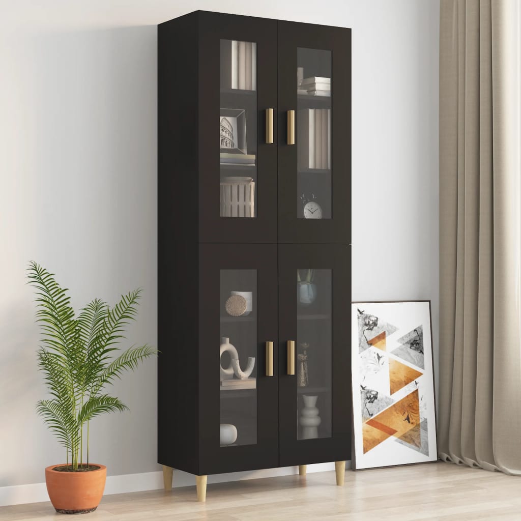 vidaXL Ντουλάπι Τοίχου Κρεμαστό Μαύρο 69,5 x 34 x 90 εκ. Επεξ. Ξύλο