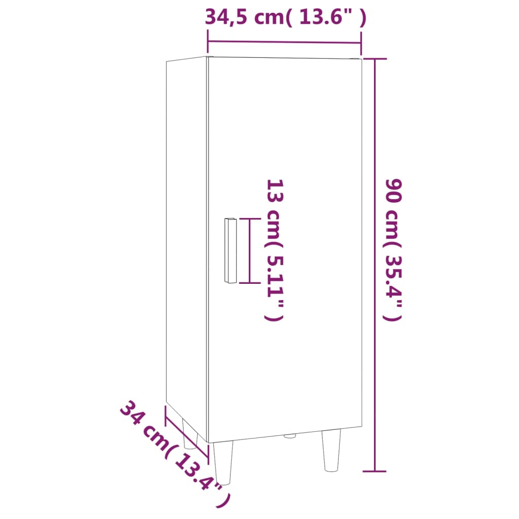 vidaXL Ντουλάπι Γκρι Σκυροδέματος 34,5x34x90 εκ. Επεξεργασμένο Ξύλο