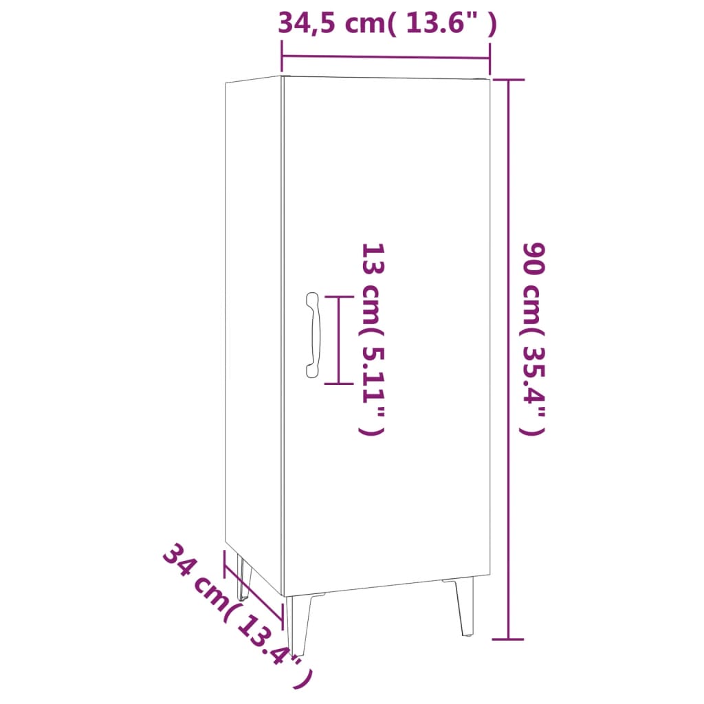 vidaXL Ντουλάπι Sonoma Δρυς 34,5x34x90 εκ. από Επεξεργασμένο Ξύλο