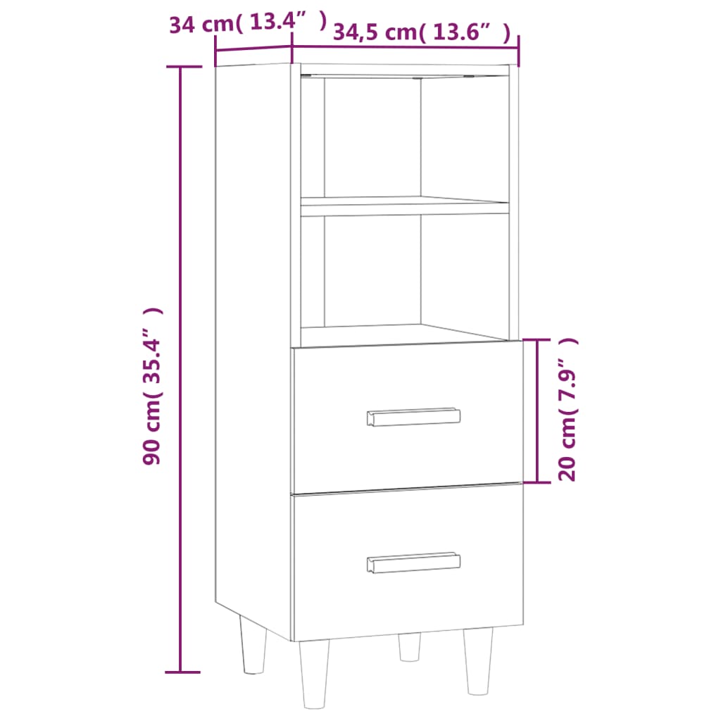 vidaXL Ντουλάπι Λευκό 34,5 x 34 x 90 εκ. από Επεξεργασμένο Ξύλο