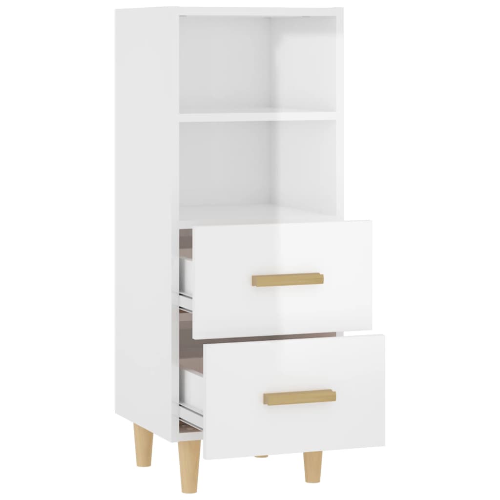 vidaXL Ντουλάπι Γυαλιστερό Λευκό 34,5x34x90 εκ. Επεξεργασμένο Ξύλο