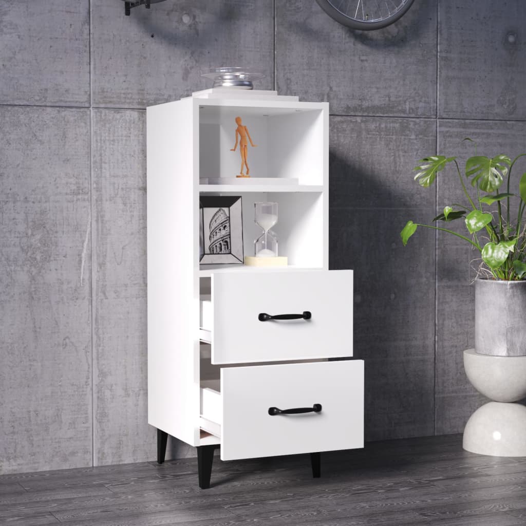 vidaXL Ντουλάπι Γυαλιστερό Λευκό 34,5x34x90 εκ. Επεξεργασμένο Ξύλο