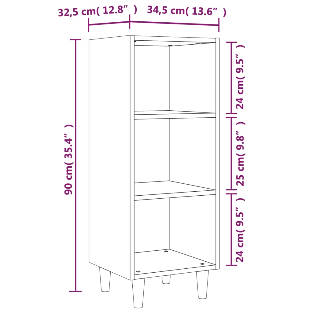vidaXL Ντουλάπι Sonoma Δρυς 34,5x32,5x90 εκ. από Επεξεργασμένο Ξύλο
