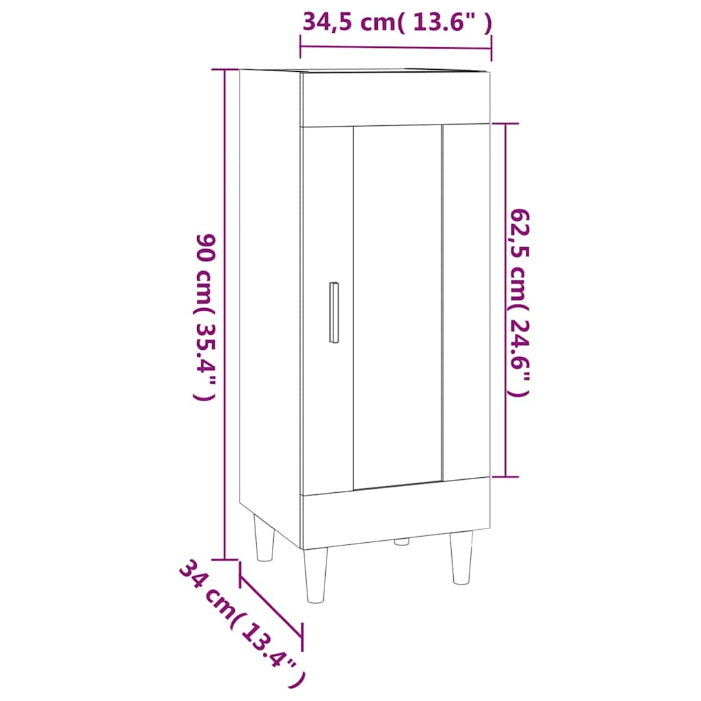 vidaXL Ντουλάπι Μαύρο 34,5 x 34 x 90 εκ. από Επεξεργασμένο Ξύλο