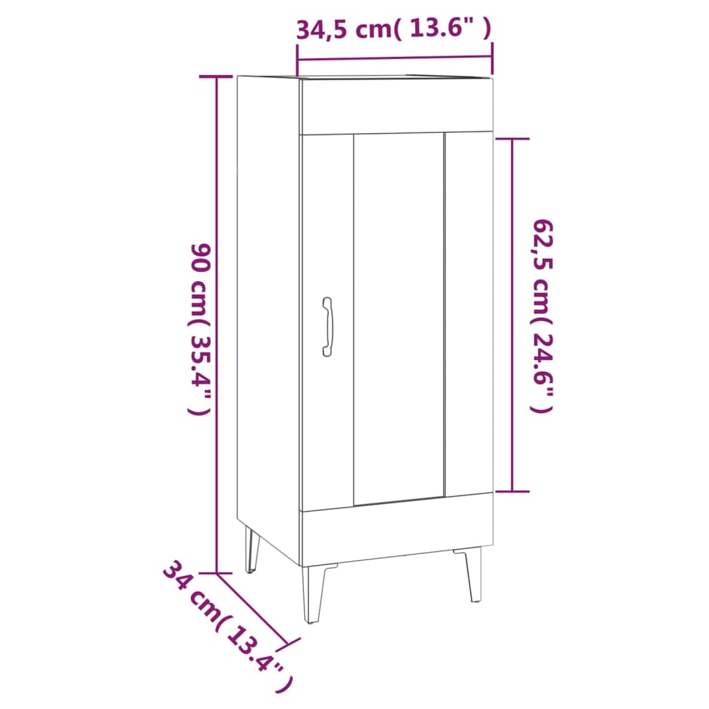 vidaXL Ντουλάπι Γκρι Σκυροδέματος 34,5x34x90 εκ. Επεξεργασμένο Ξύλο