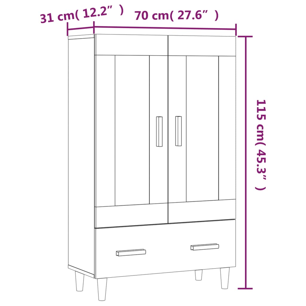 vidaXL Ντουλάπα Sonoma Δρυς 70 x 31 x 115 εκ. από Επεξεργασμένο Ξύλο