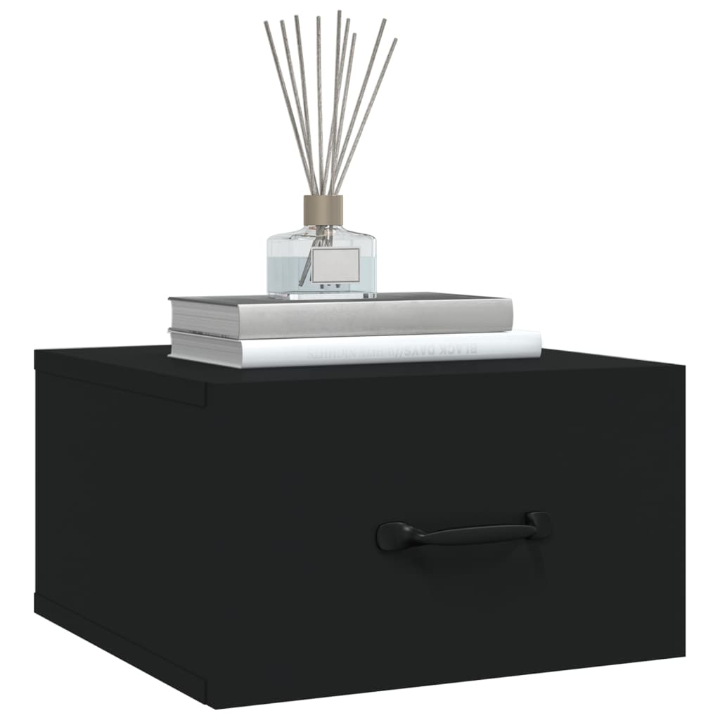 vidaXL Κομοδίνα Επιτοίχια 2 τεμ. Μαύρα 35 x 35 x 20 εκ.