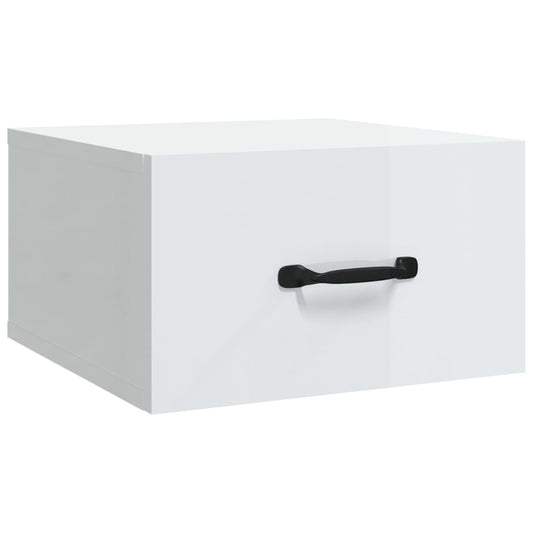 vidaXL Κομοδίνο Επιτοίχιο Γυαλιστερό Λευκό 35 x 35 x 20 εκ.
