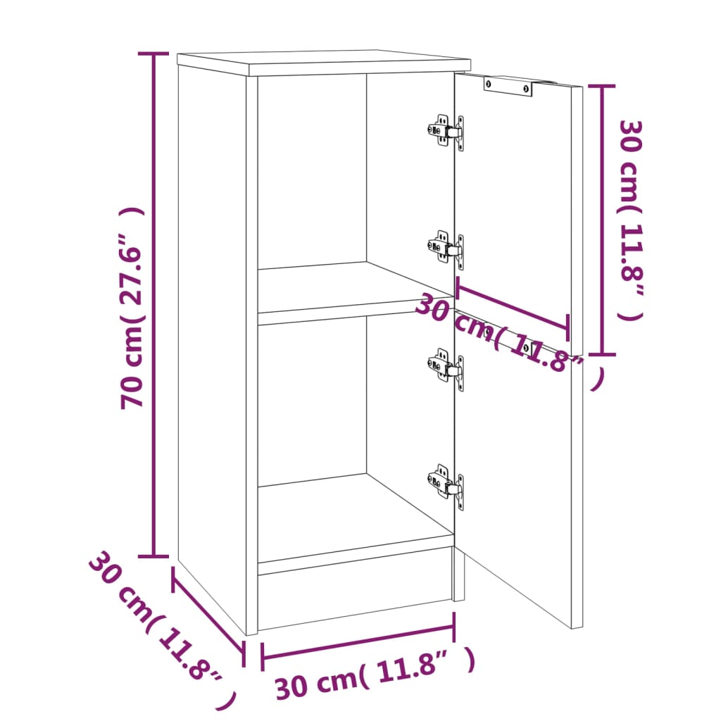 vidaXL Ντουλάπια 2 τεμ. Καπνιστή δρυς 30x30x70 εκ. Επεξεργασμένο Ξύλο