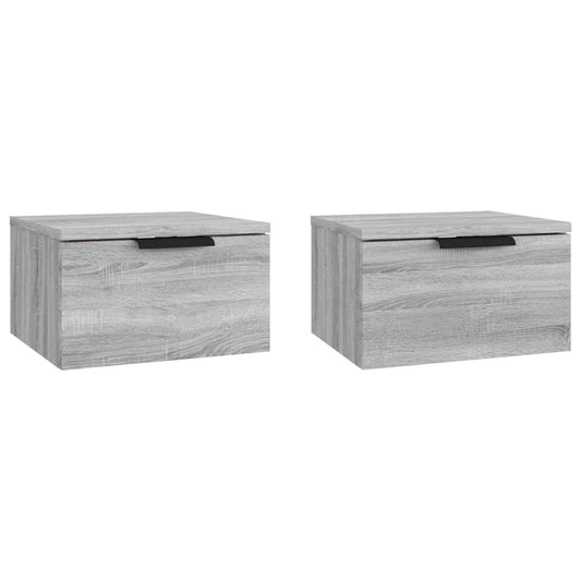 vidaXL Κομοδίνα Επιτοίχια 2 τεμ. Γκρι Sonoma 34x30x20 εκ.