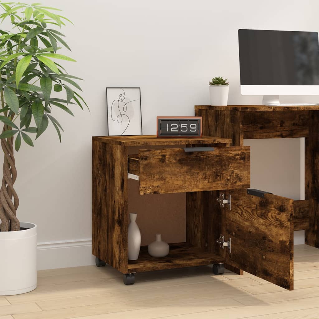 vidaXL Αρχειοθήκη Φορητή Καπνιστή Δρυς 45x38x54 εκ Επεξ. Ξύλο με Ρόδες