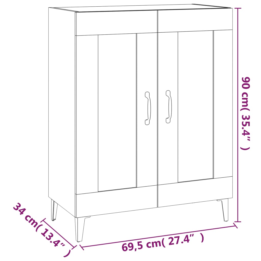 vidaXL Ντουλάπι Καπνιστή Δρυς 69,5 x 34 x 90 εκ. Επεξεργασμένο Ξύλο