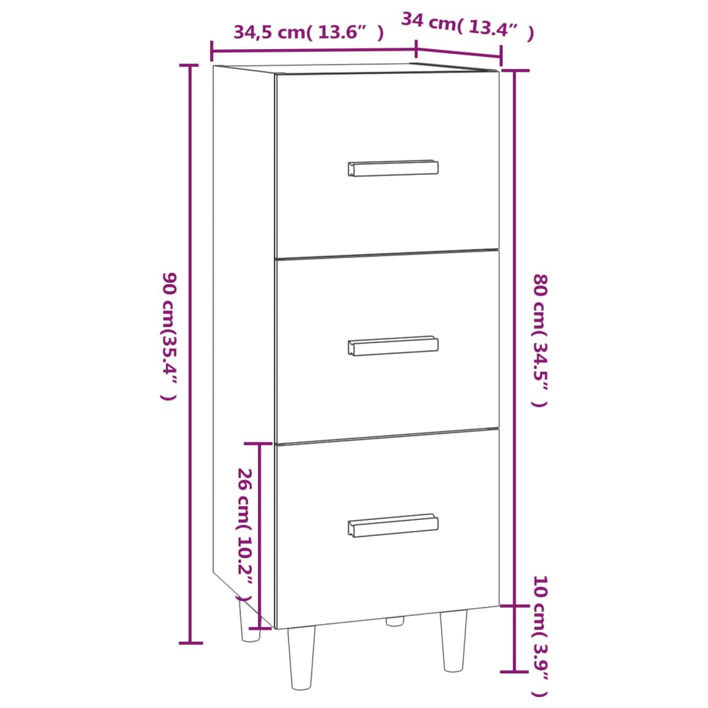 vidaXL Ντουλάπι Καπνιστή Δρυς 34,5 x 34 x 90 εκ. Επεξεργασμένο Ξύλο