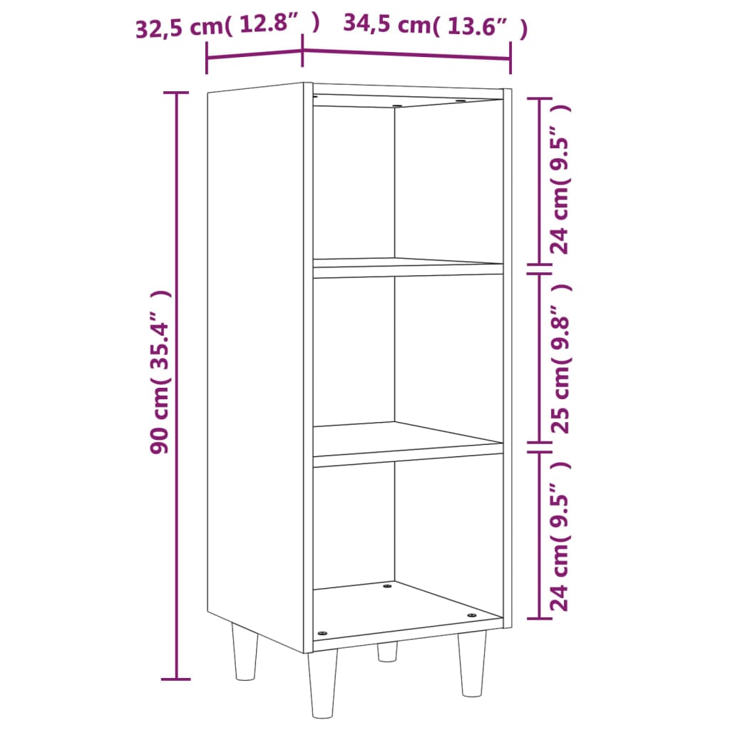 vidaXL Ντουλάπι Καπνιστή Δρυς 34,5 x 32,5 x 90 εκ. Επεξεργασμένο Ξύλο